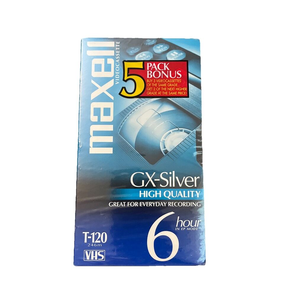 Maxell VHS Video Tapes HGX-Gold  (2) GX-Silver (3) T-120 5-Pack 6 Hour New